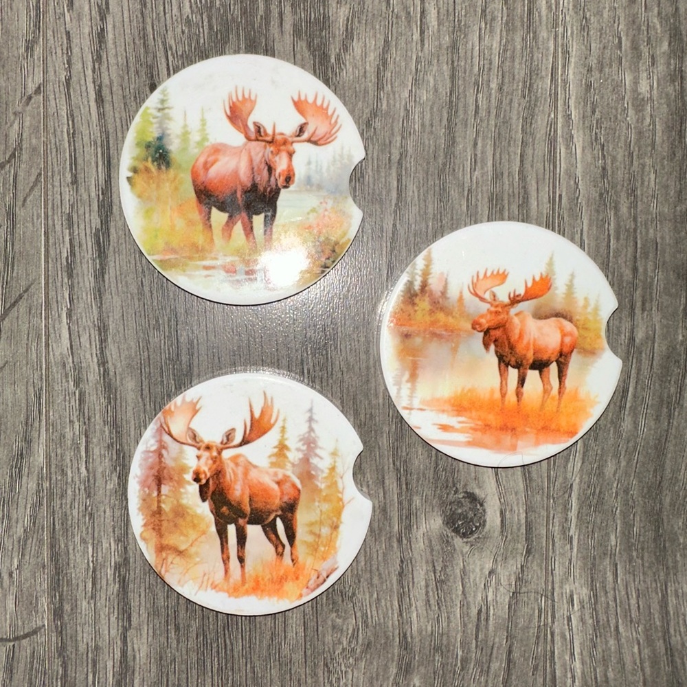 Moose Design Coasters - Set of 3